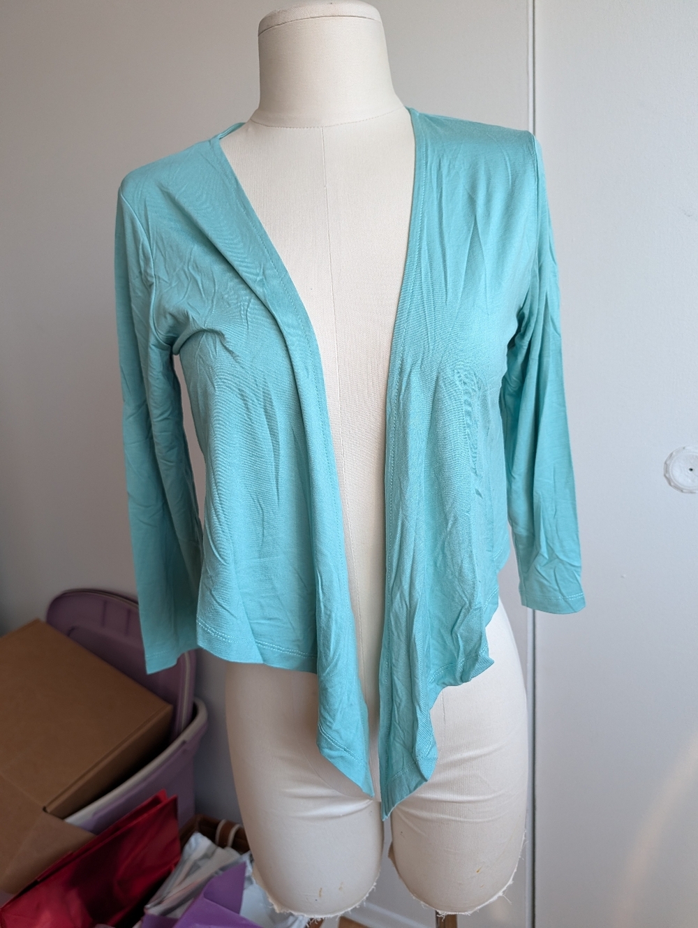 Turquoise Open-Front Women's Cardigan Sweater